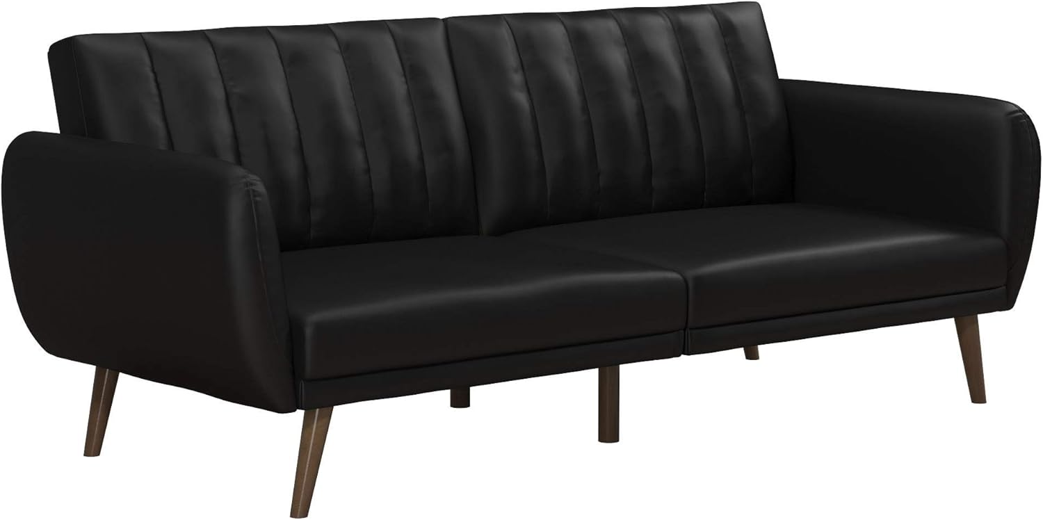 Novogratz Brittany Futon Sofa Bed and Couch Sleeper, Camel Faux Leather