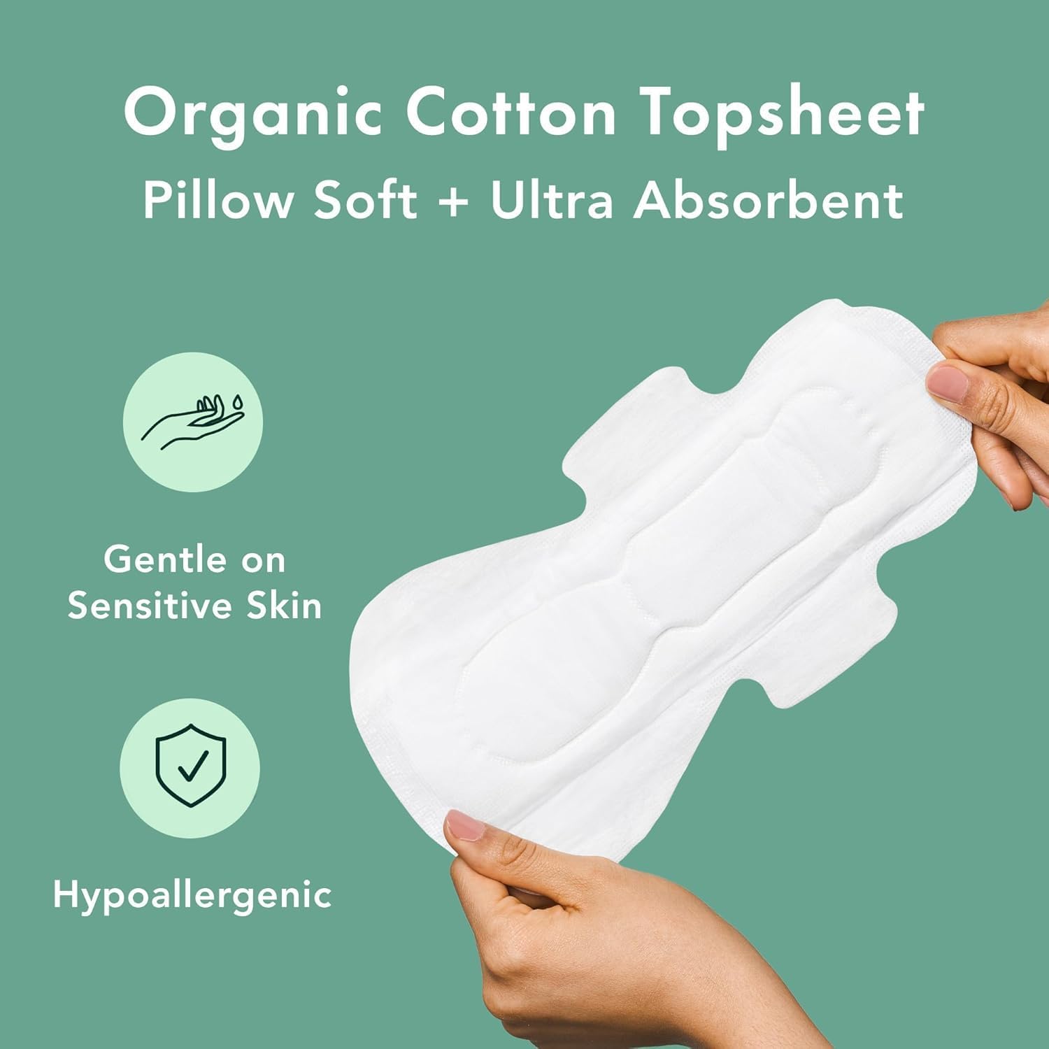 Rael Organic Cotton Cover Sanitary Pads for Women Moderate (Regular, 56 Ct) | Ultra Thin Period Pads with Wings, Regular Absorbency, Unscented, Chlorine Free, Period Essentials, Feminine Care