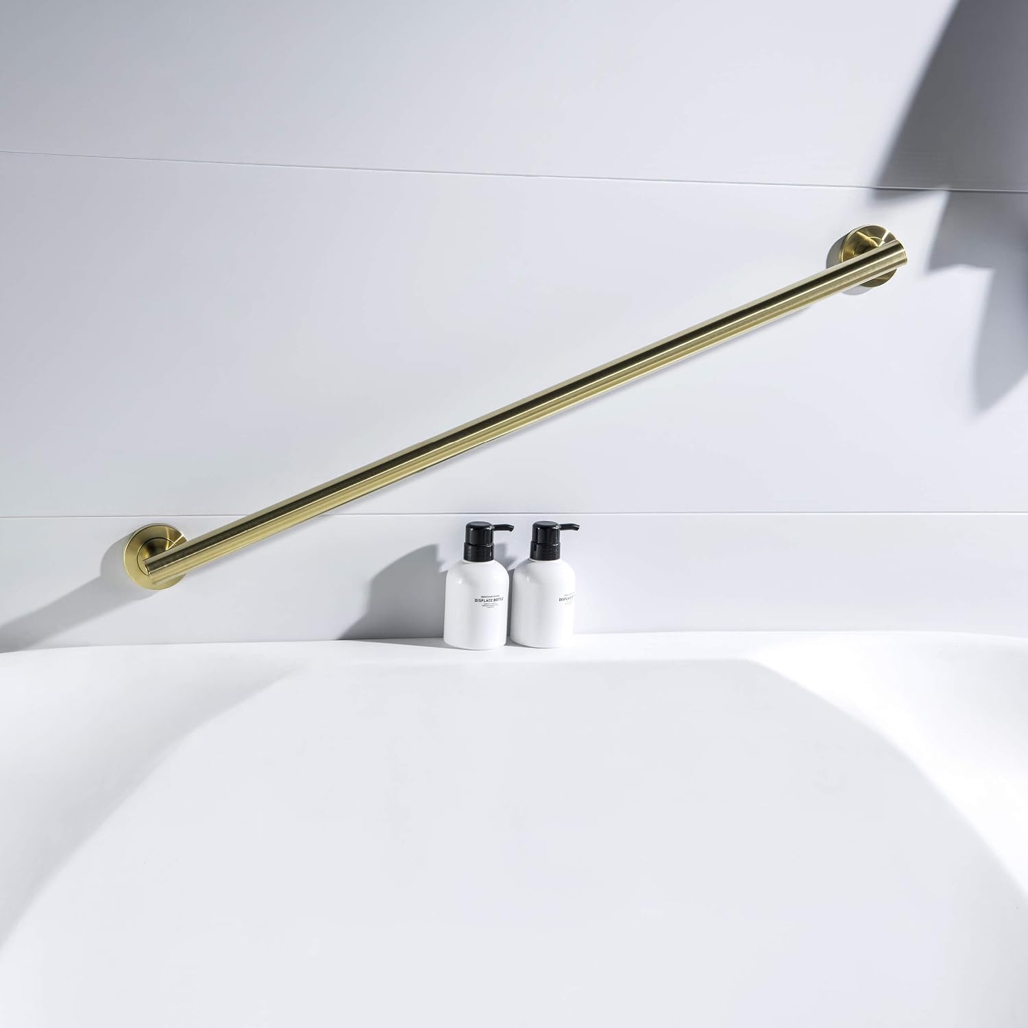 36 Inch Stainless Steel Bathroom Safety Grab Bar | Straight Shaped Grab Bar for Bathtubs and Showers, Shower Safety Grab Bars for Seniors, Wall Mounted Anti-Slip Support (Brushed Nickel, KGB1136)