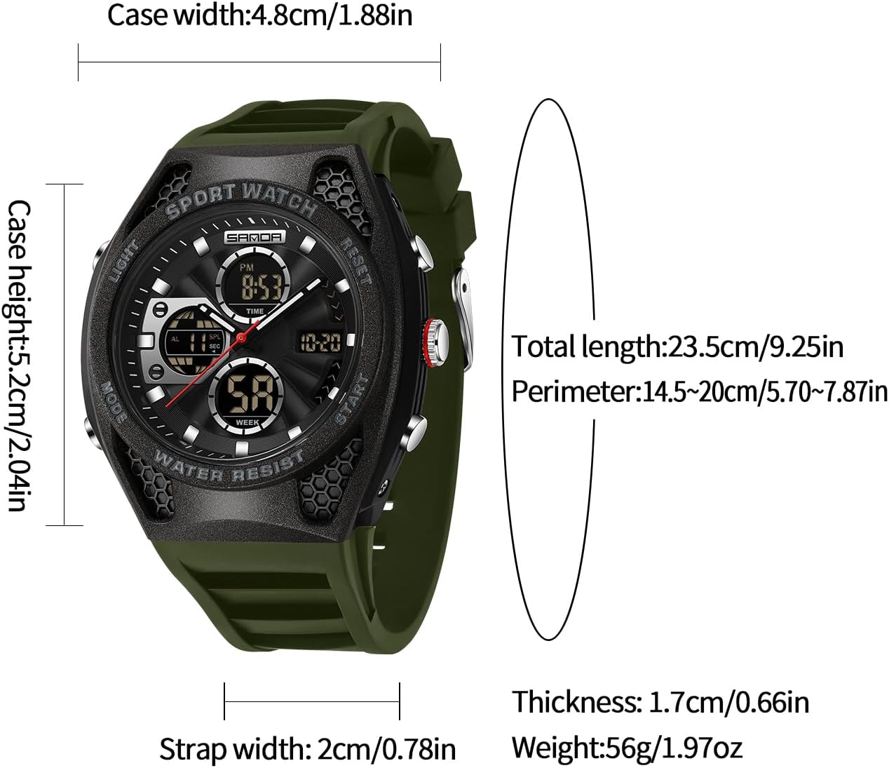 FANMIS Men's Digital Sport Watch Military LED Alarm Waterproof Quartz Watch | Tactical Outdoor Sport Watch Multi Function Led Display Alarm Stopwatch Date Quartz Rugged Style Daily Water Resistance