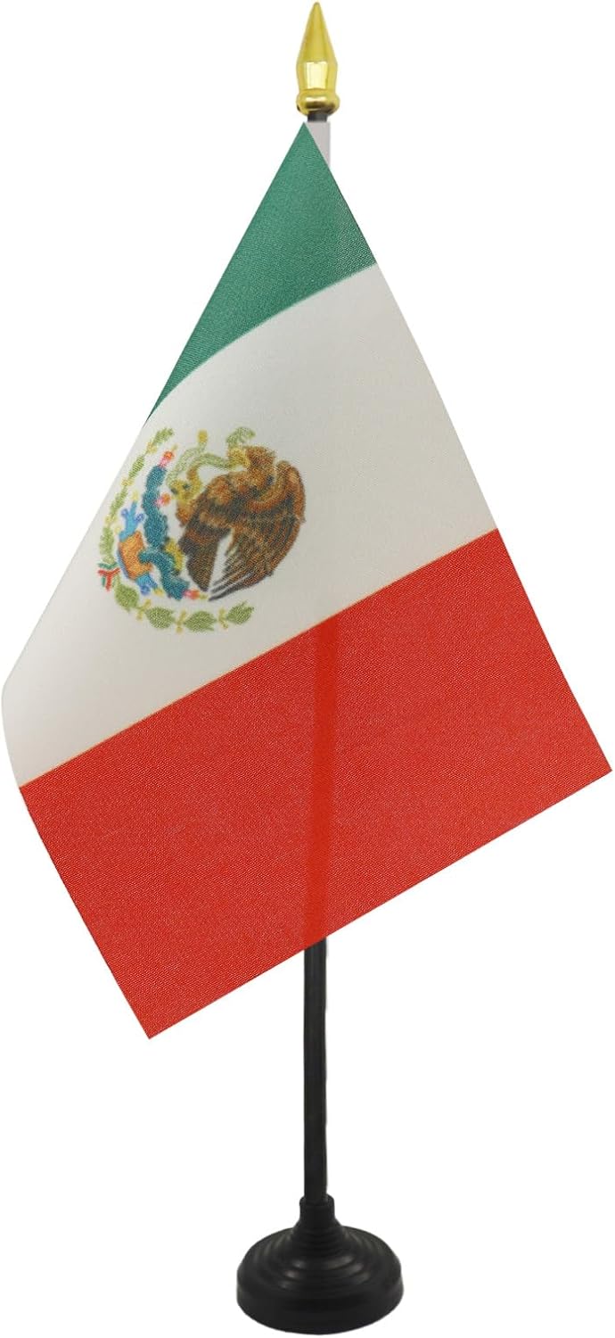 AZ FLAG Nicaragua Table Flag 4x6 in 100D Polyester Plastic Base | Indoor use Nicaraguan 15x10 cm desk flag stitched finish with reinforced edges with plastic pole and gold finial