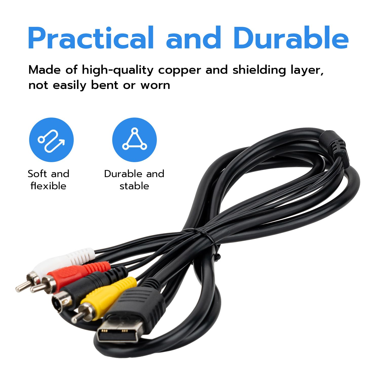 Mcbazel AV Cable for Sega Dreamcast, Composite RCA Audio Video Cord Compatible with Sega Dreamcast - 1.7M/5.58FT