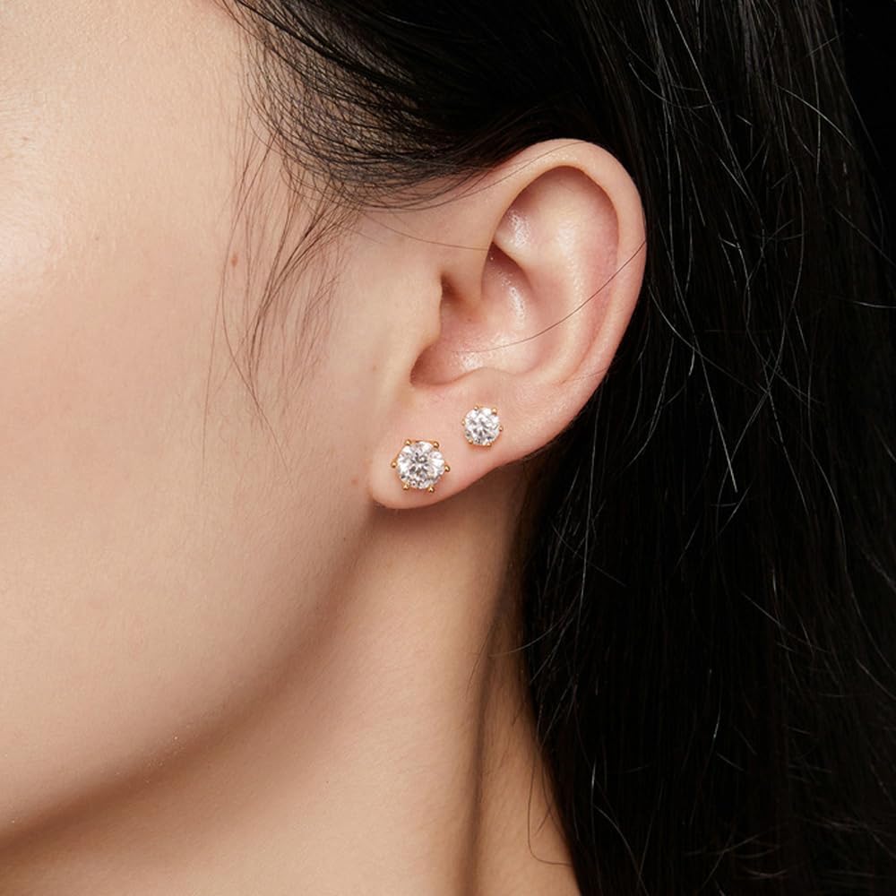 S925 Sterling Silver 0.5ct VVS1 D-color Diamond Screw Back Stud Earrings for Women, Elegant for Engagements or Birthday Celebrations