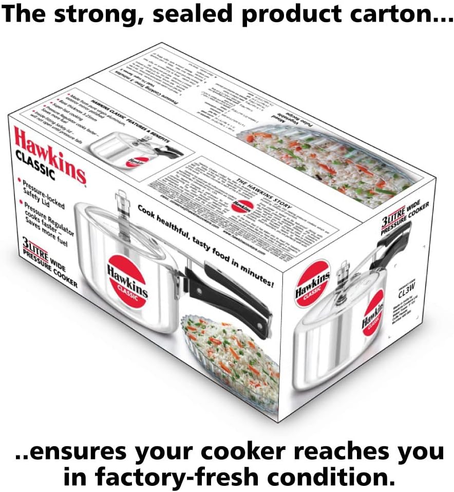 Hawkins Classic 3Liters(Wide) Aluminium Inner Lid Pressure Cooker(Silver)