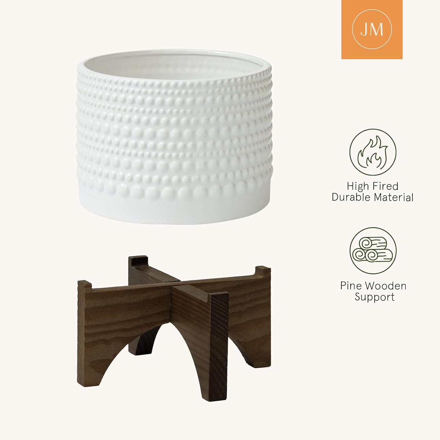 LA Jolie Muse Ceramic Pot for Plants, 8 Inch Indoor Planter with Stand