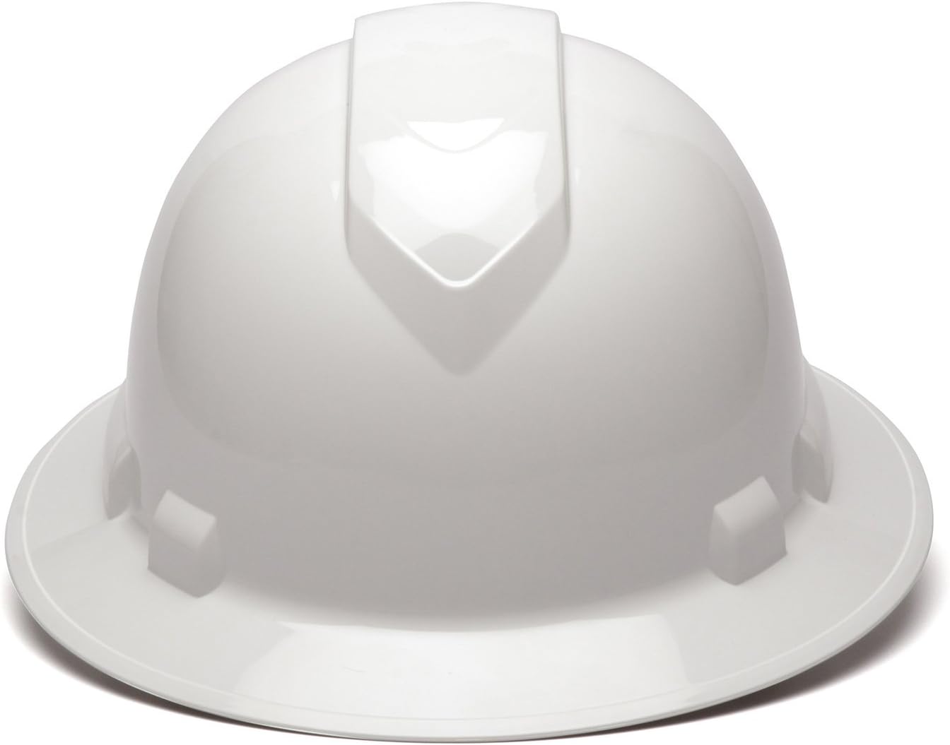 Pyramex Ridgeline Full Brim Hard Hat 4 Point Ratchet White | Full-brim sun & rain protection, HDPE shell, Ratchet suspension, Construction & utility, ANSI Z89.1 Type I Class C/G/E