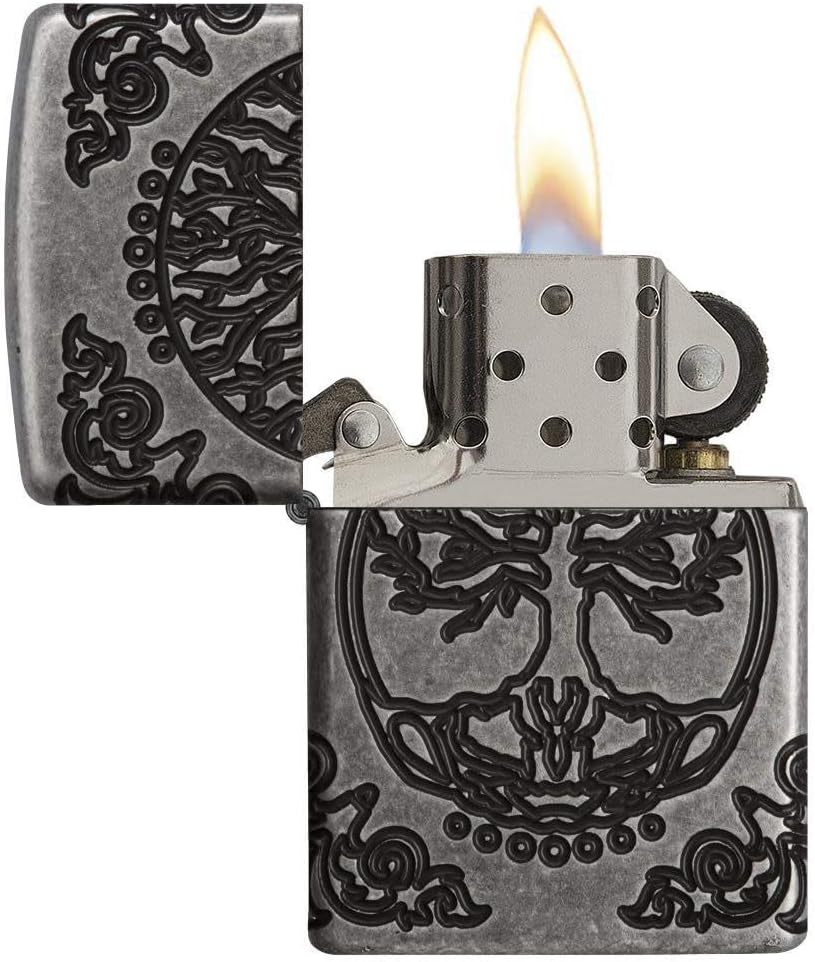 Zippo Tree of Life Pocket Lighter - Refillable Flip-Top Windproof Lighters - Spiritual and Symbolic Design Pocket Lighters - Luxury Metal Lighter Made in USA