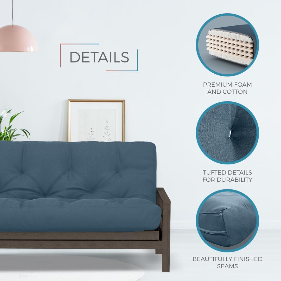 Royal Sleep Products by The Futon Factory 8 inch Memory Foam Futon Mattress - Khaki Cover - Queen Size - CertiPUR Certified Foams - Made in The USA (Frame Not Included)