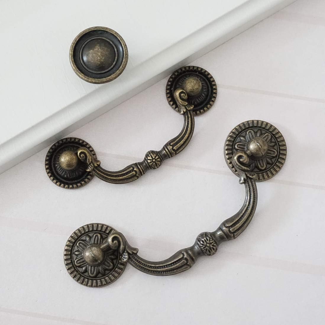 3" Vintage Look Drop Bail Dresser Drawer Pulls Handles Knob Antique Bronze Rustic Cabinet Door Knobs Handle Pull 76 (1, 3" Hole Centers)