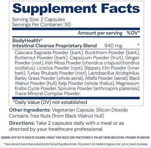 BodyHealth Intestinal Cleanse - Eliminate, Colon Cleanser Detox, Gentle Laxative Pills and Bowel Flush Constipation Relief for Adults