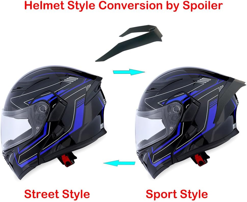 1Storm Motorcycle Modular Full Face Helmet Bike Flip up Dual Visor Sun Shield: HB89 Matt Black