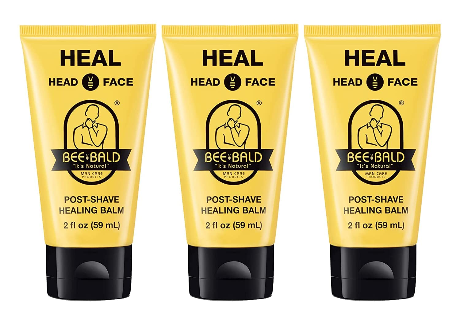 Bee Bald HEAL Aftershave for Men, Calm & Soothes, After Shave Balm, 2 fl oz | Immediately Calms & Soothes Irritated Skin. Treats Razor Burn, Redness, Bumps on Head or Face. Perfect For Sensitive Skin.