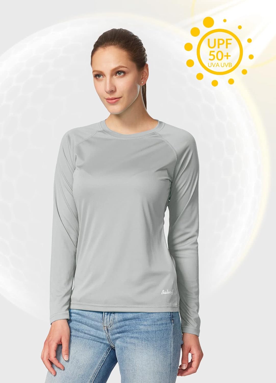 baleaf Women's UPF 50+ Sun Shirts Long Sleeve Stretchy Quick Dry | Lightweight, Rash Guard, UPF 50+ Sun Protection, Breathable Comfort material for Hking Workout, Excellent for hot weather