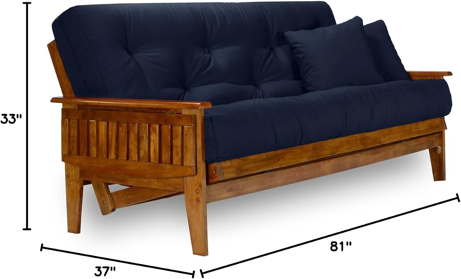 Eastridge Futon Set - Full Size, Frame, 8" Mattress, Twill Black Cover