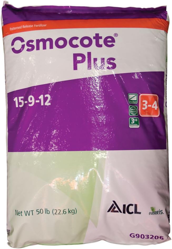 Osmocote Fertilizer 15-9-12, Slow Release 3-4 Months, 50lbs. Bag