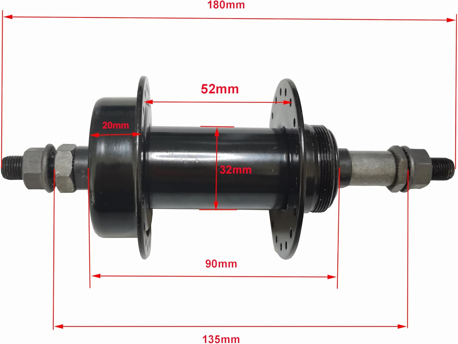 Bicycle Rear Hub Assembly 36 Holes, Disc Brake, Rear Width 135mm, Bicycle Wheel Part Rear Bike Hub (Black)