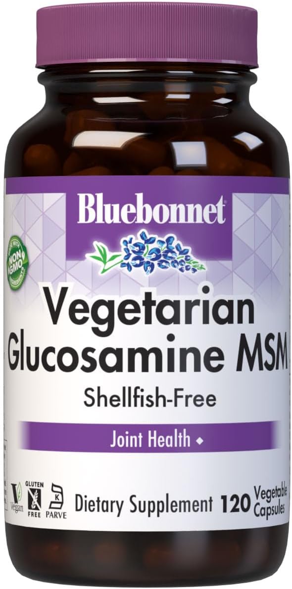 BlueBonnet Vegetarian Glucosamine Plus MSM Supplement, 120 Count ('743715011151) | Shellfish-Free Joint Support Supplement for Women & Men, Vegan