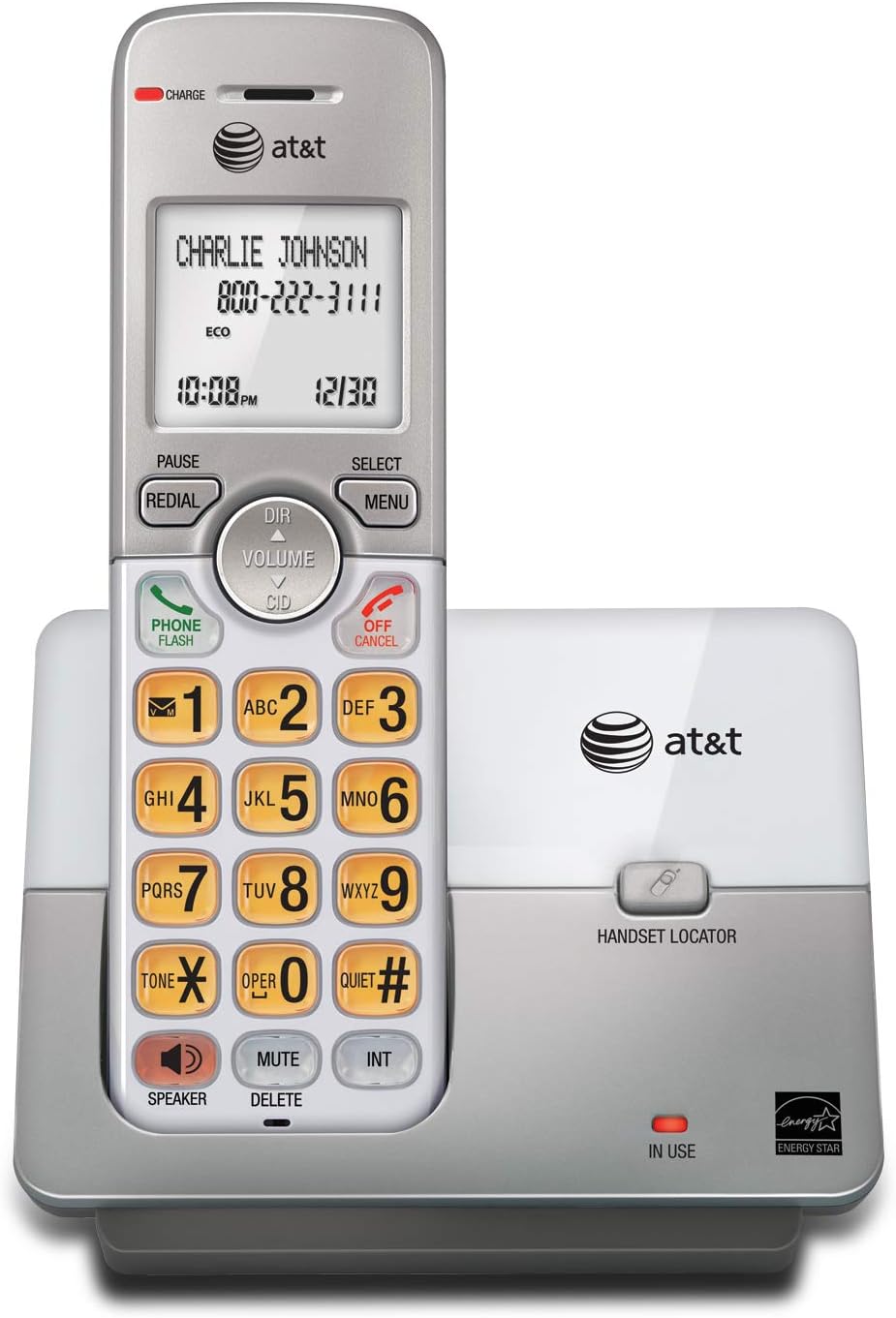AT&T EL52213 2-Handset Cordless Phone, Light Champagne | Digital Answering System, Extra-Large Backlit Keys, Caller ID/Call Waiting, DECT 6.0, Expandable Speakerphone