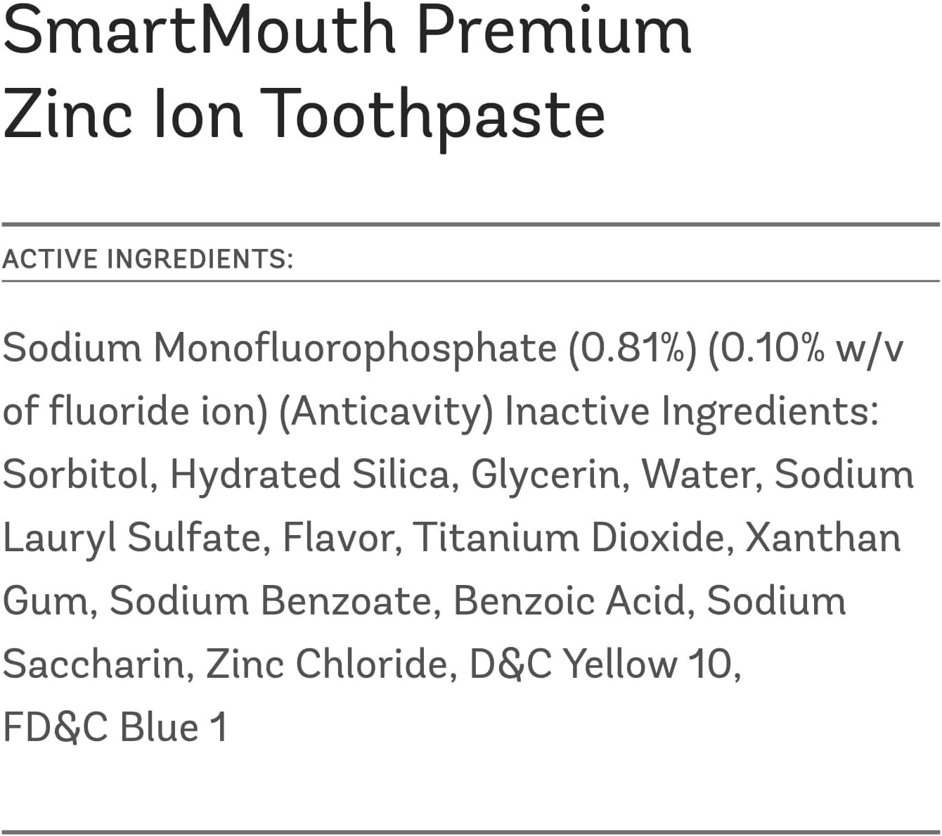 SmartMouth Anti-Cavity + Zinc Toothpaste - Fluoride Toothpaste for Cavity Prevention - Remineralizes Enamel - Sensitive Whitening - Alcohol-Free