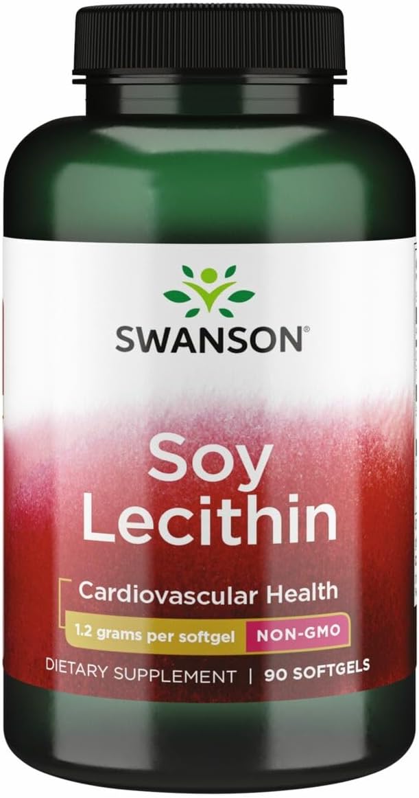 Swanson Soy Lecithin Non-GMO, 1.2 g, 90 Softgels | Promotes a Sense of Well-Being for Body and Mind, Naturally Contains Phosphatidylserine