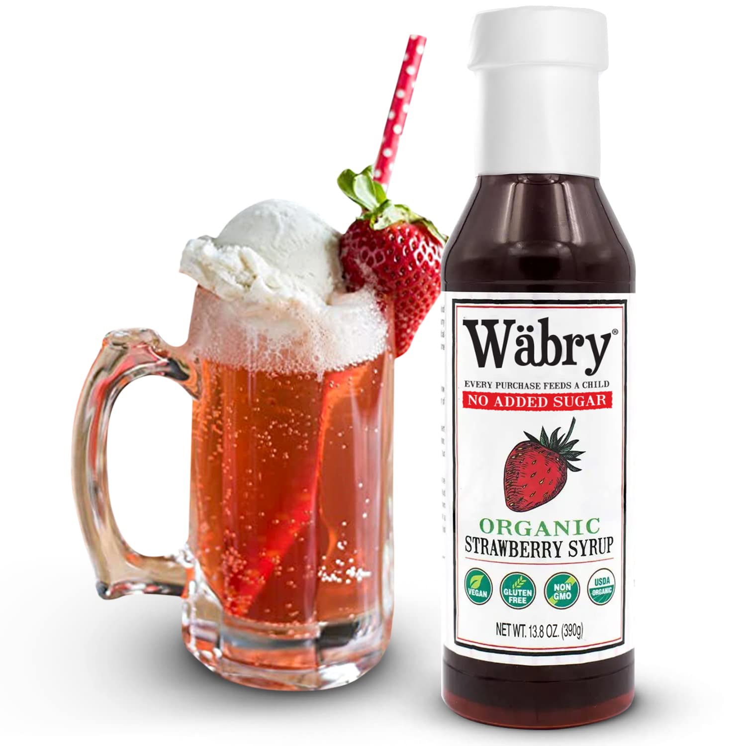 Wäbry Blueberry Syrup – 14.9oz (420g), Natural Fruit Flavor Organic Snow Cone Syrup for Drizzling on Shaved Ice, Waffles, Ice Cream & Lattes, Non-GMO, Dye-Free Vegan Syrups, 12 Servings Per Bottle