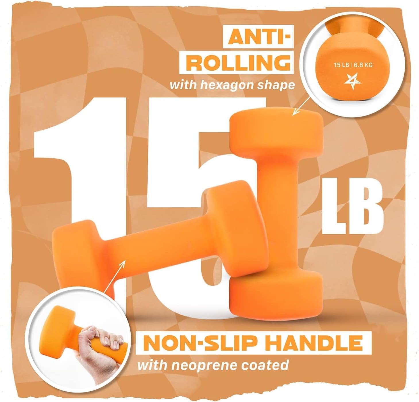 Yes4All Neoprene Coated Dumbbell Hand Weight Sets of 2 - Multiple Weight Options with 15 Colors, Anti-roll, Anti-Slip, Hexagon Shape