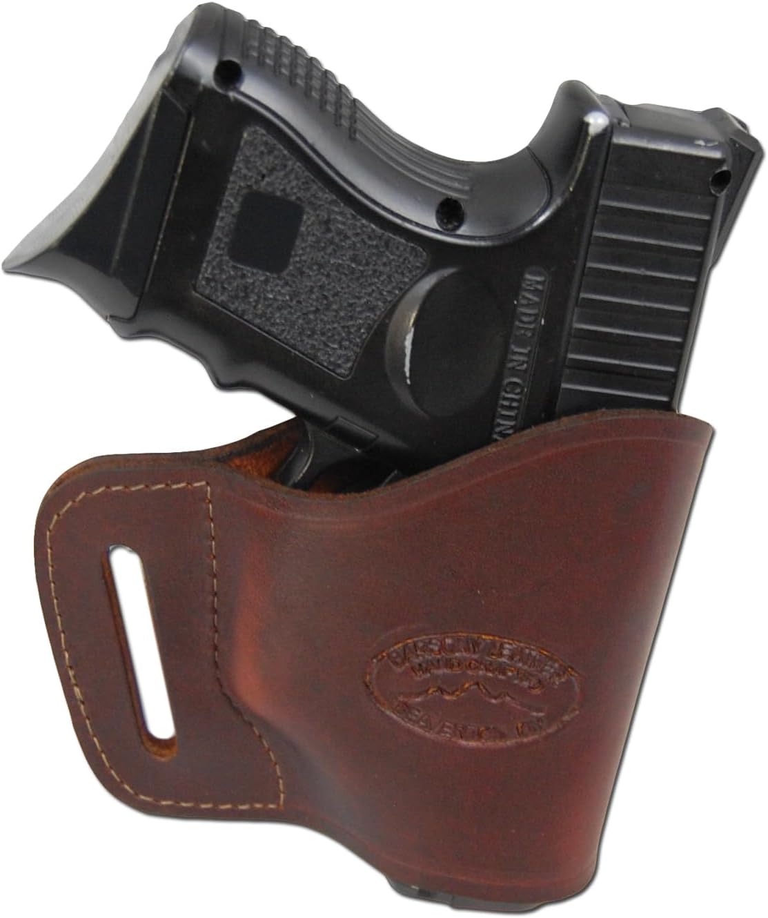 Barsony New Burgundy Leather Yaqui Style Gun OWB Holster for Compact Sub-Compact 9mm 40 45