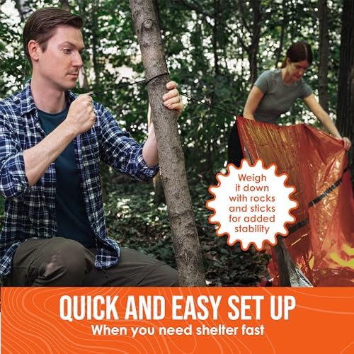Survival Life Tent • 2 Person Mylar Emergency Shelter Tube Tent + Paracord • All-Weather Protection for Camping, Hiking, & Survival Kits • Includes Emergency Whistle