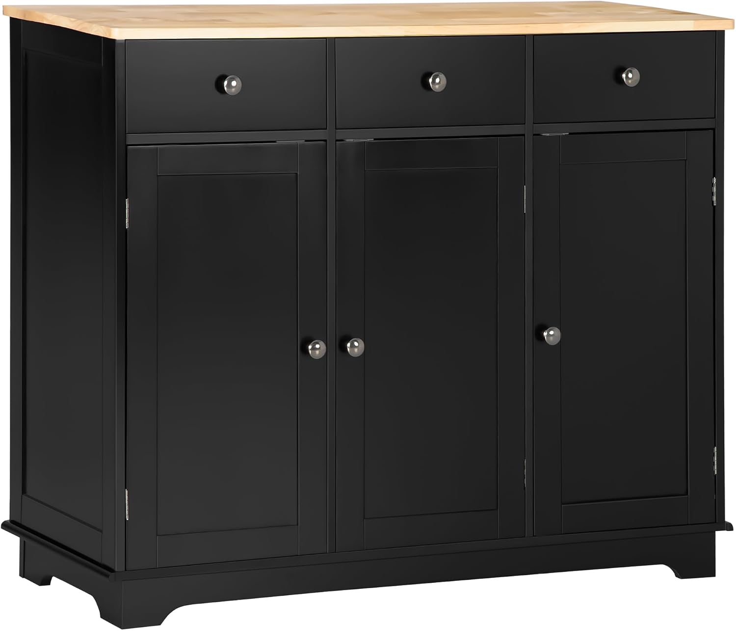 HOMCOM Sideboard Buffet Cabinet Solid Wood Countertop White