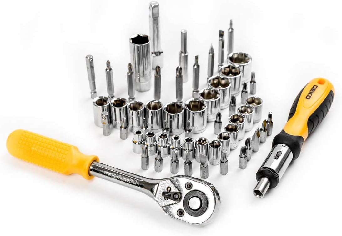 DEKOPRO 228 Piece Socket Wrench Auto Repair Tool Combination Package Mixed Tool Set Hand Tool Kit with Plastic Toolbox Storage Case
