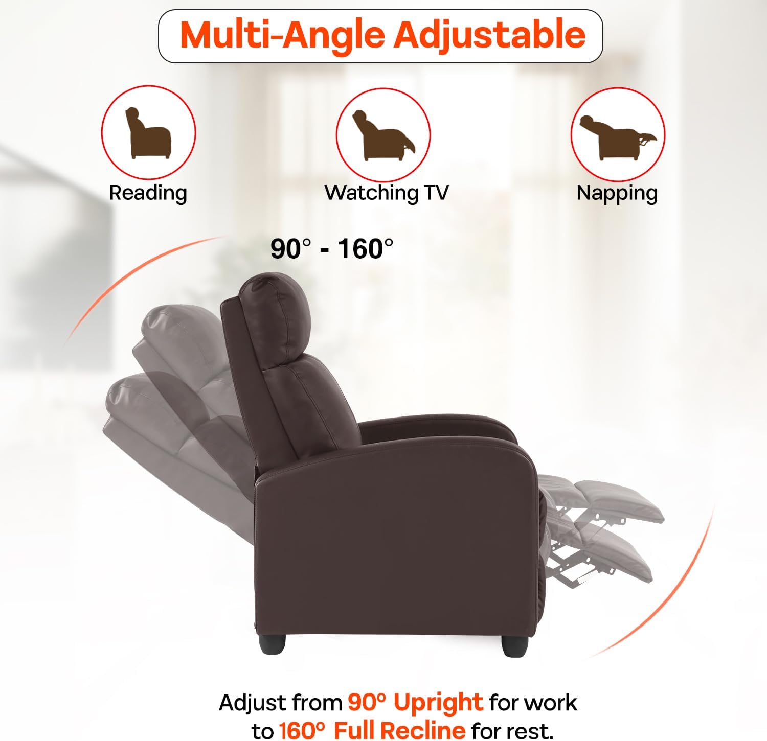 FDW | Recliner Chair | with 2 Point Massage Function | Black, PU Leather