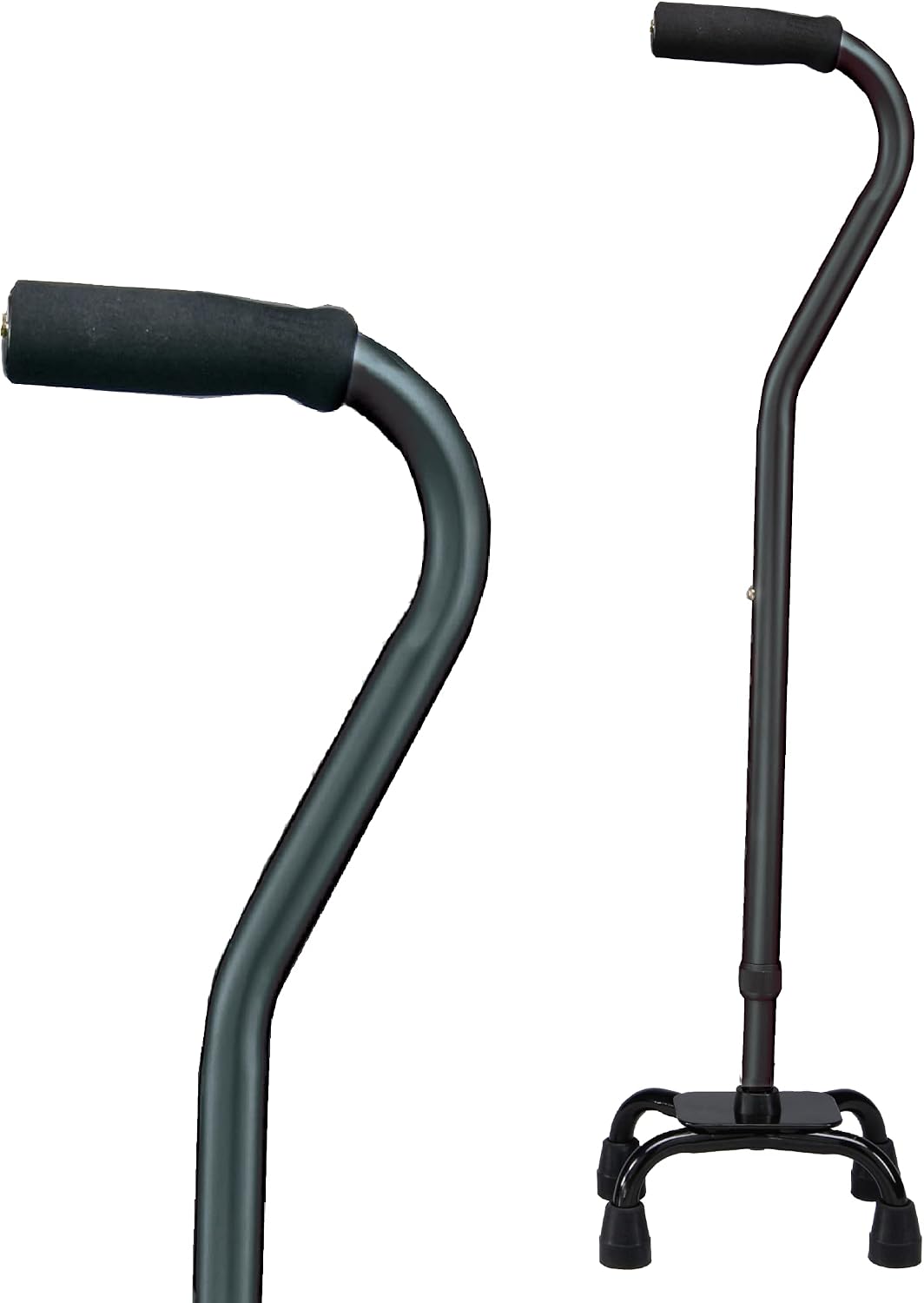 Carex Quad Cane with Small Base, Heavy Duty Quad Cane with Adjustable Height from 28" to 37", 4-Prong Walking Stick with Small Base