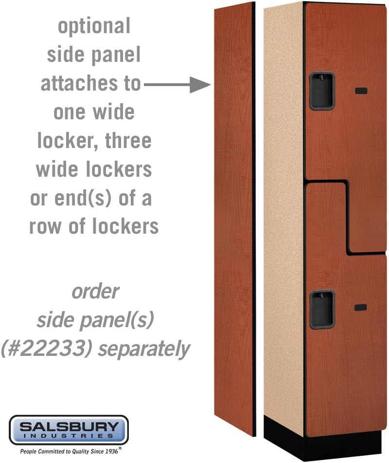 Salsbury Industries 2-Tier S-Style Extra Wide Designer Wood Locker with One Wide Storage Unit, 6-Feet High by 18-Inch Deep, Mahogany
