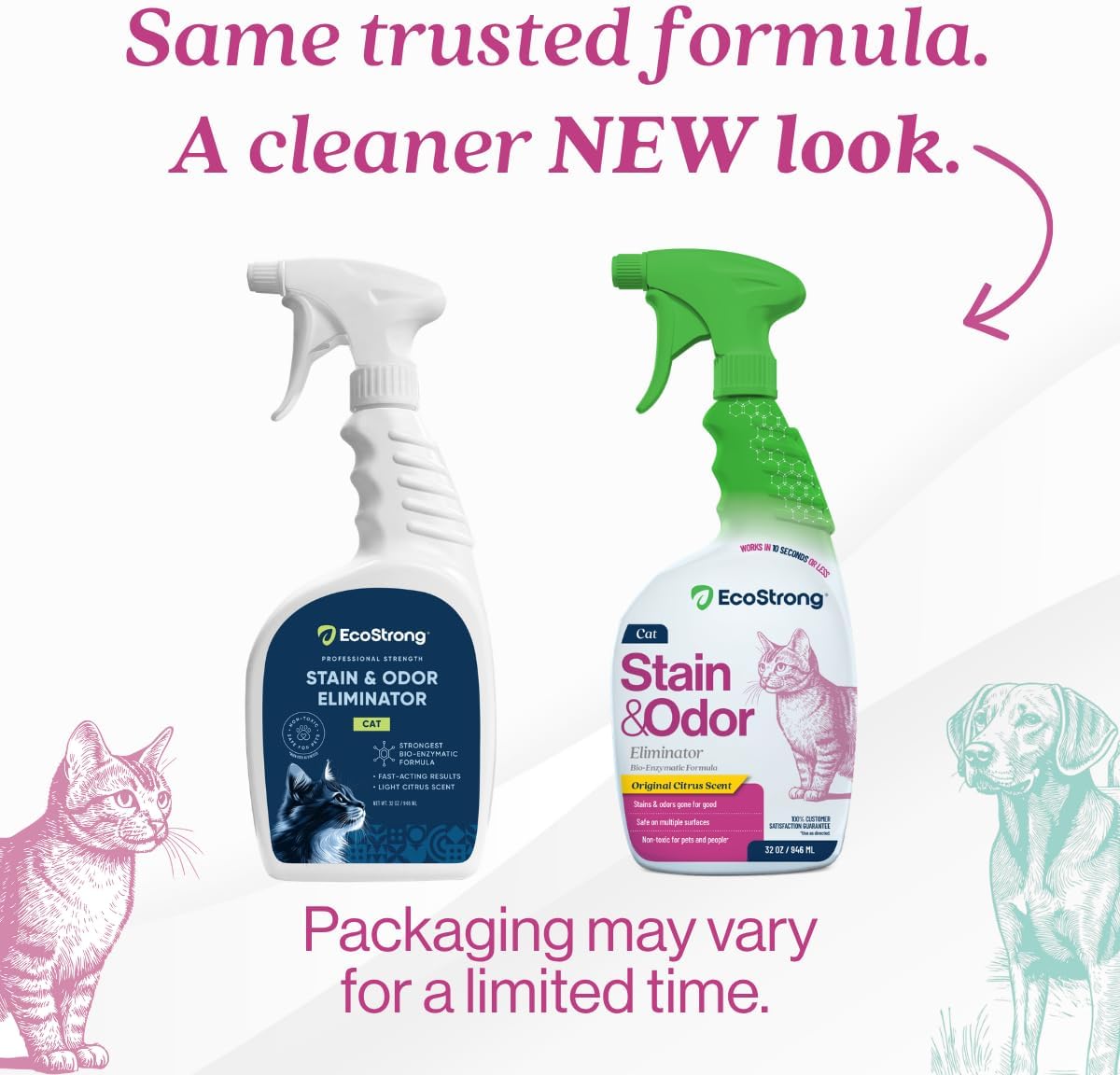 Eco Strong Cat Stain And Odor Remover| Enzyme Urine Odor Neutralizer - Stain Remover for Carpet, Litter Boxes, Bedding