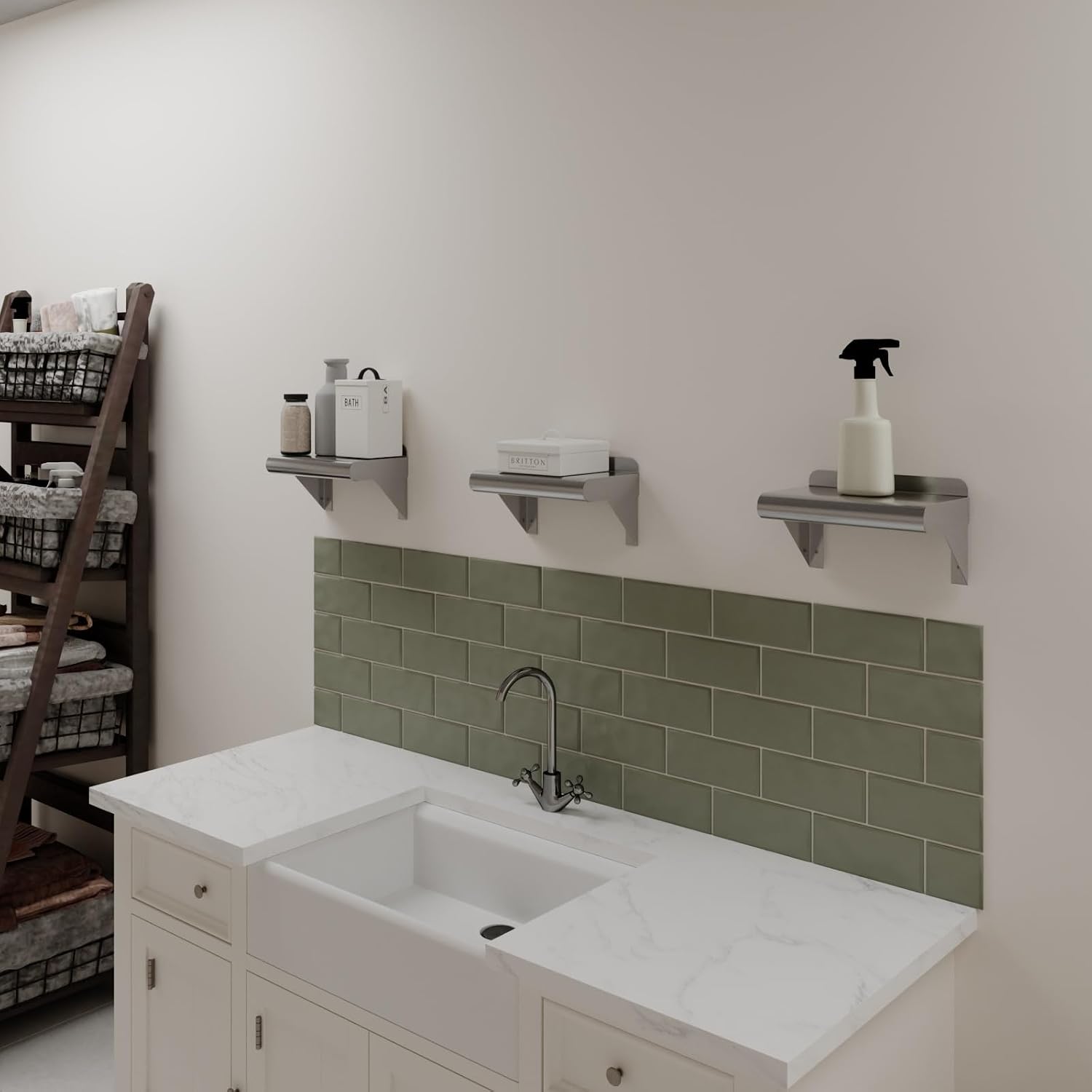 AmGood 24" Long X 18" Deep Stainless Steel Wall Shelf | NSF Certified | Appliance & Equipment Metal Shelving | Kitchen, Restaurant, Garage, Laundry, Utility Room