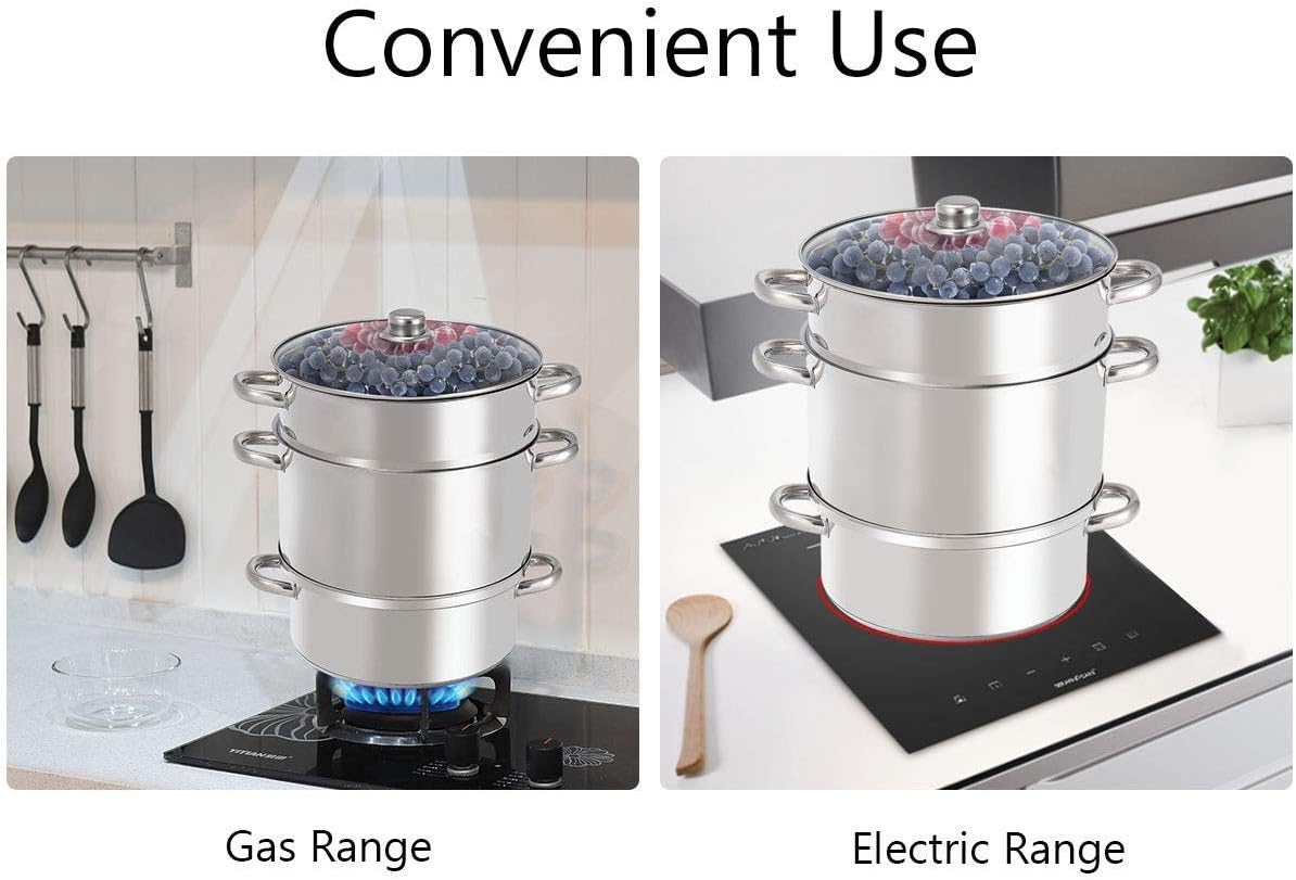 WATERJOY 11 Qt Steamer Jucicer, Stainless Steel canner cookware For Food Vegetables Fruit
