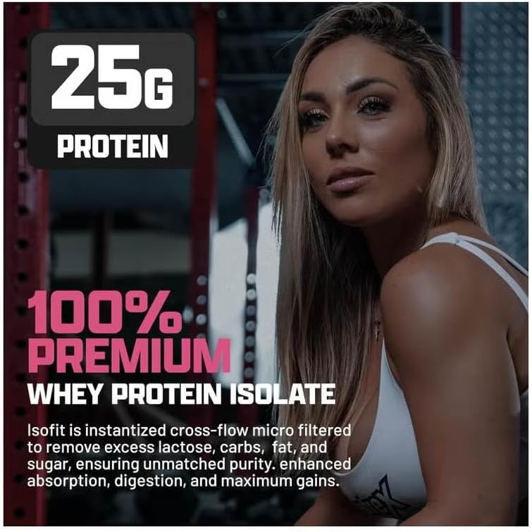 Nutrex Research IsoFit Chocolate Whey Isolate Protein Powder 100% Whey Protein Isolate | Muscle Recovery, Naturally High EAAs | Fast Absorbing, Easy Digestion | (Chocolate Shake 2lbs 30 Servings)