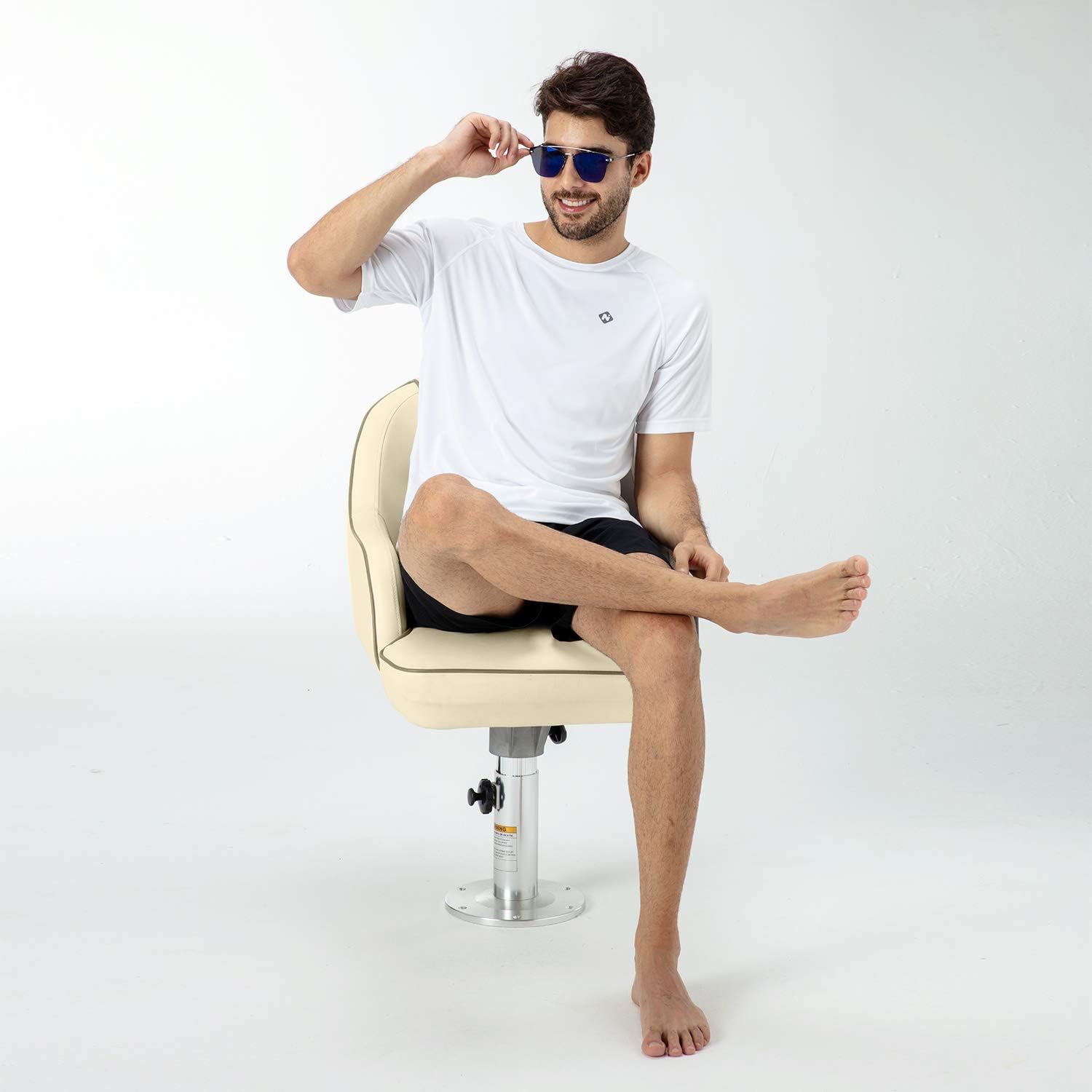 Leader Accessories Pontoon Captains Bucket Seat Boat Seat Boat Chair | Boat Chair with Armrest Ergonomic Design Compression Foam Padding Injection Molded Plastic Frame