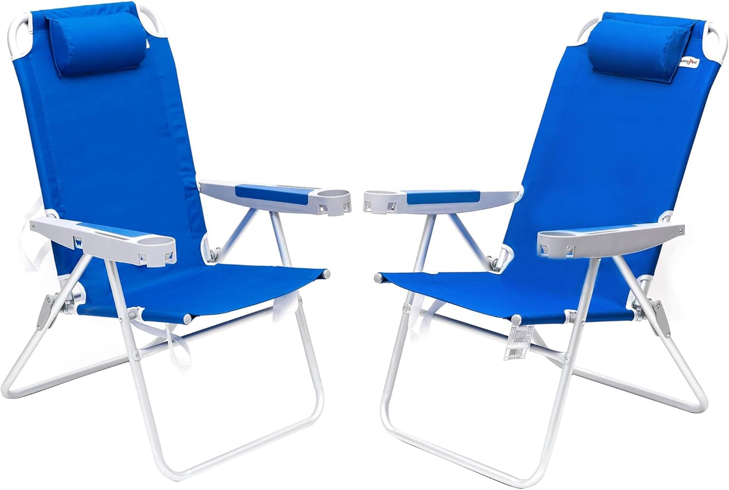 SUNNYFEEL Oversized Tall Folding Beach Chair Lightweight, 17" Portable Sand Chair for Adults Heavy Duty 500 LBS with Cup Holders