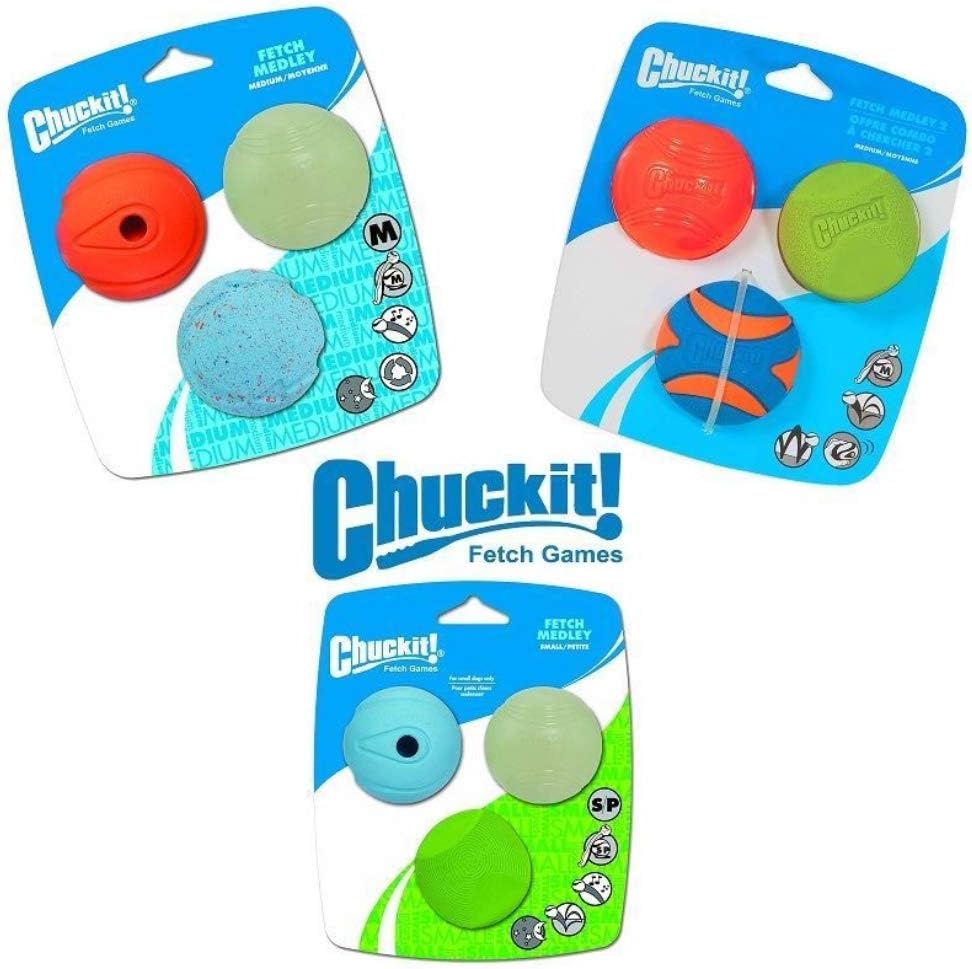 Chuckit! Fetch Pack Dog Balls - Interactive Dog Toys, High-Bounce Fetch Ball, Floating Ultra and Rugged Balls, Durable - Size Small, 2-inch Diameter, Set of 3