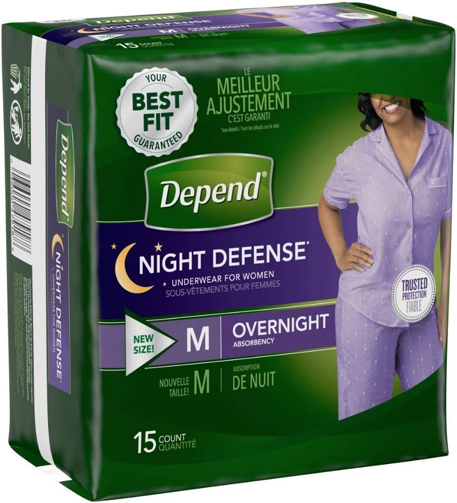 Medium Overnight Depends Women - Night Defense Incontinence Underwear, Purple
