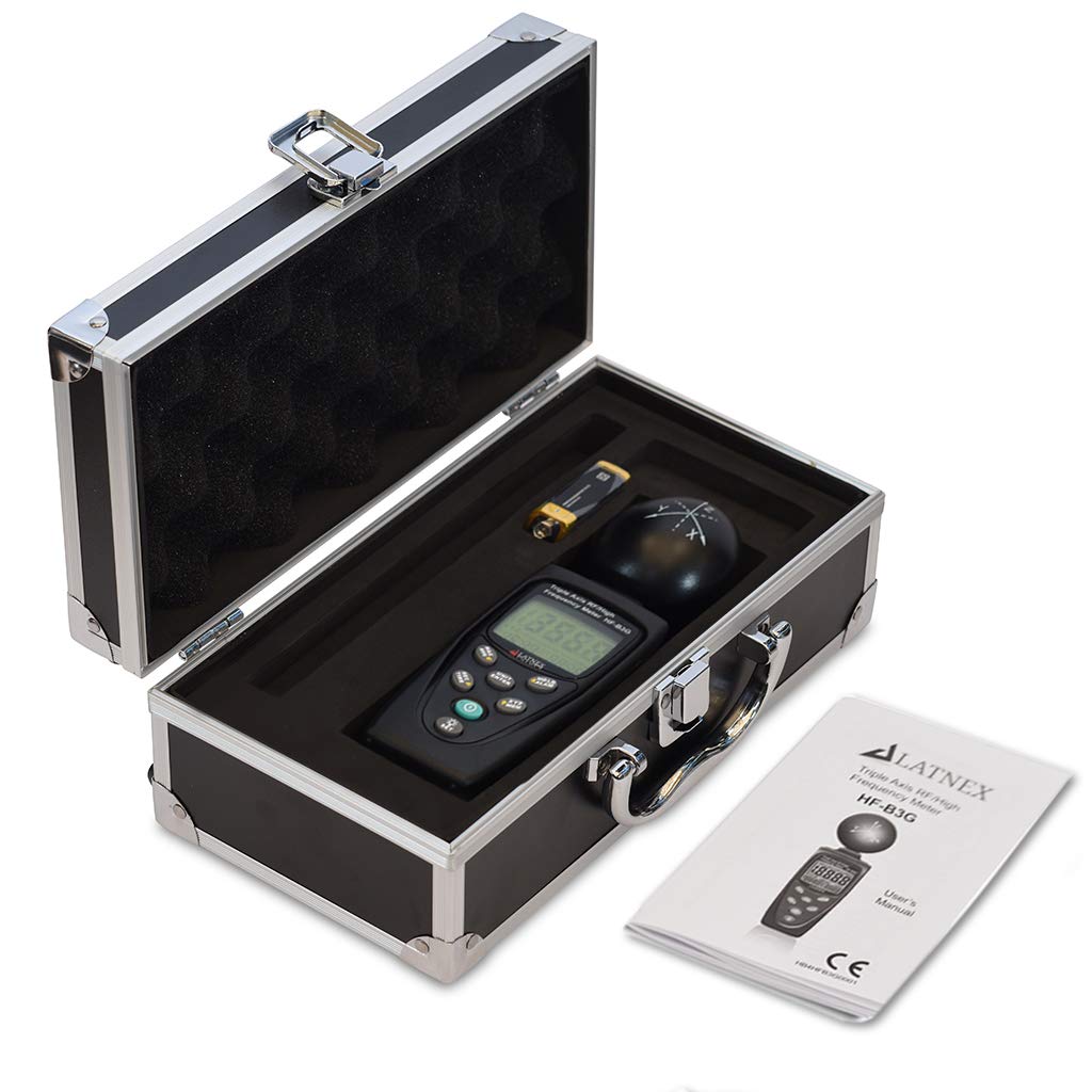 HF-B3G Triple Axis HF RF EMF Meter Analyzer and Detector + Aluminium Case & Calibration Certificate: 50MHz - 3.5GHz Measuring EMF from Cell Phones