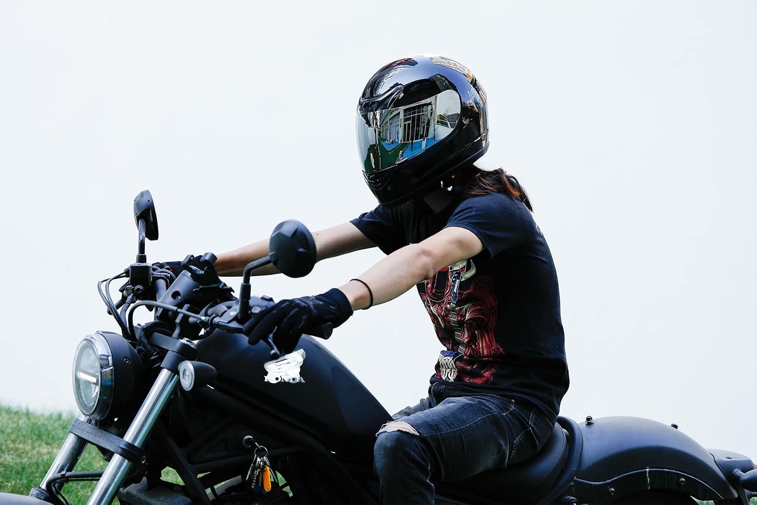 TCMT Adult Full Face Street Dirt Bike ATV Off-Road Motorcycle Helmet DOT | Washable Inner Liner, Optimized Airflow Vents, Gloss Black