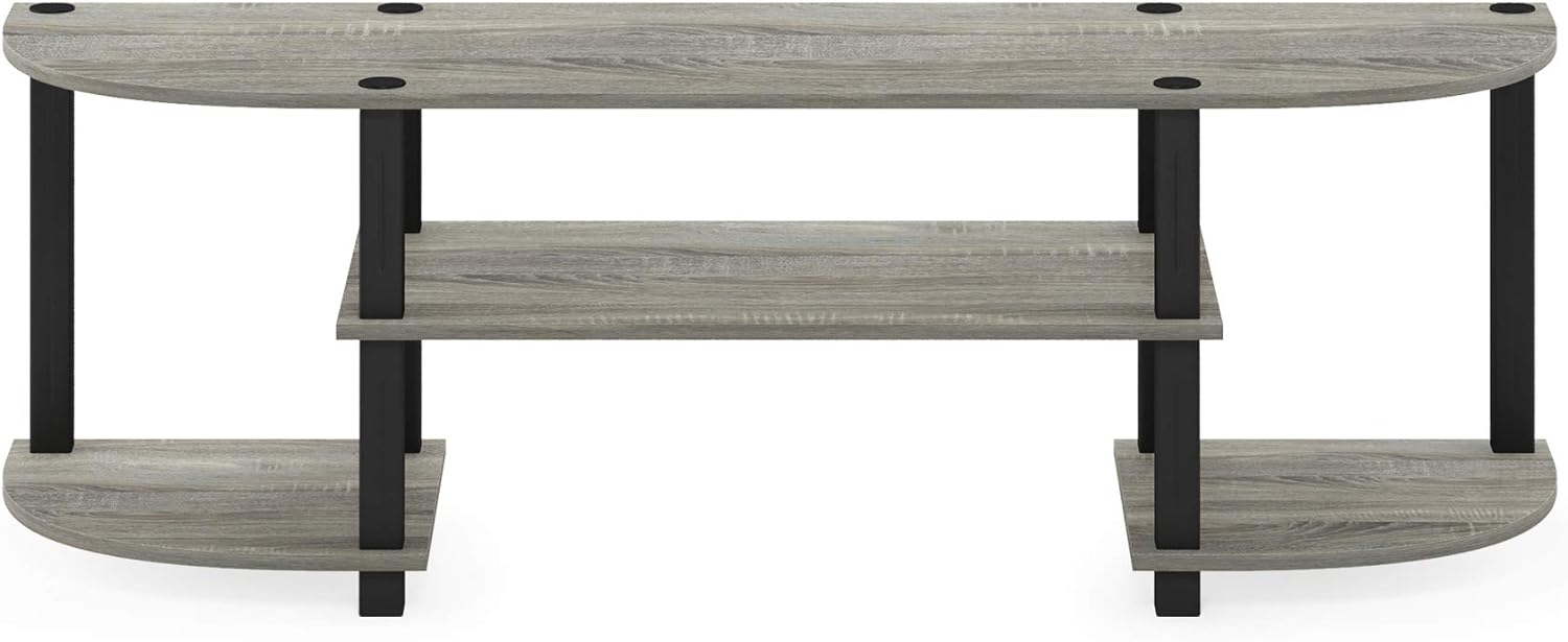 Furinno TURN-S-TUBE 3-Tier TV Stand for TVs up to 55 Inch, French Oak | Toolless Entertainment Center with Open Storage Shelves, Media Console Table with Soundbar Shelf for Living Room, Bedroom