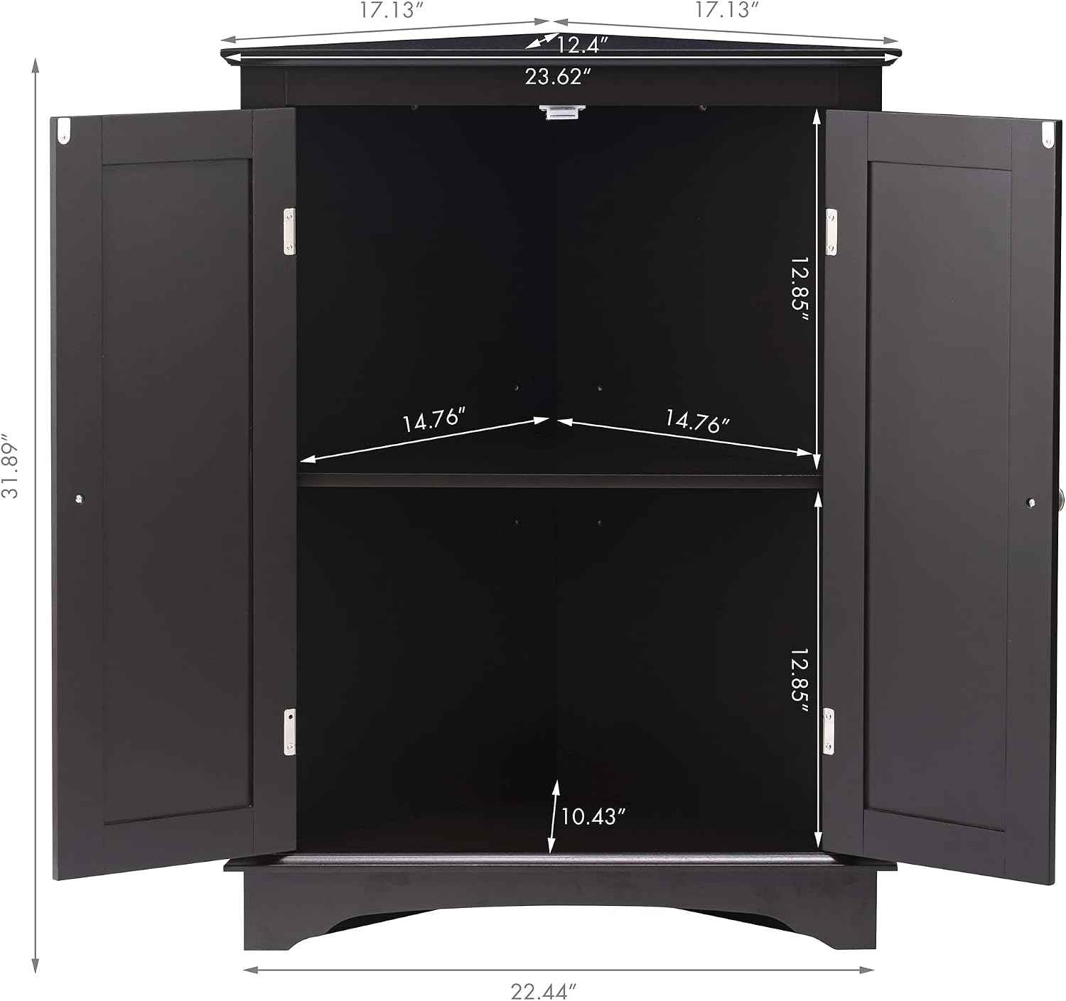 Spirich Corner Bathroom Cabinet with Doors and Adjustable Shelf, White