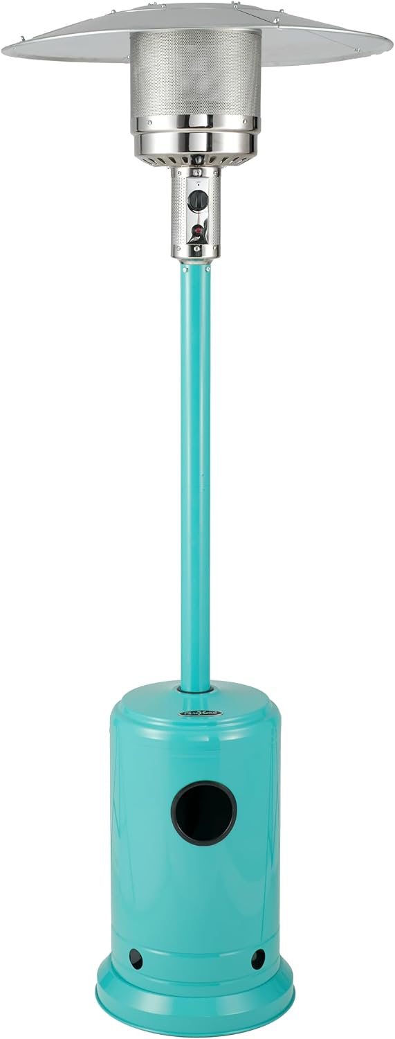 Fire Sense 61130 Patio Heater with Wheels, 48,000 BTU, Aqua Blue | Electronic Ignition System, Portable Outdoor Propane Heater, All Seasons