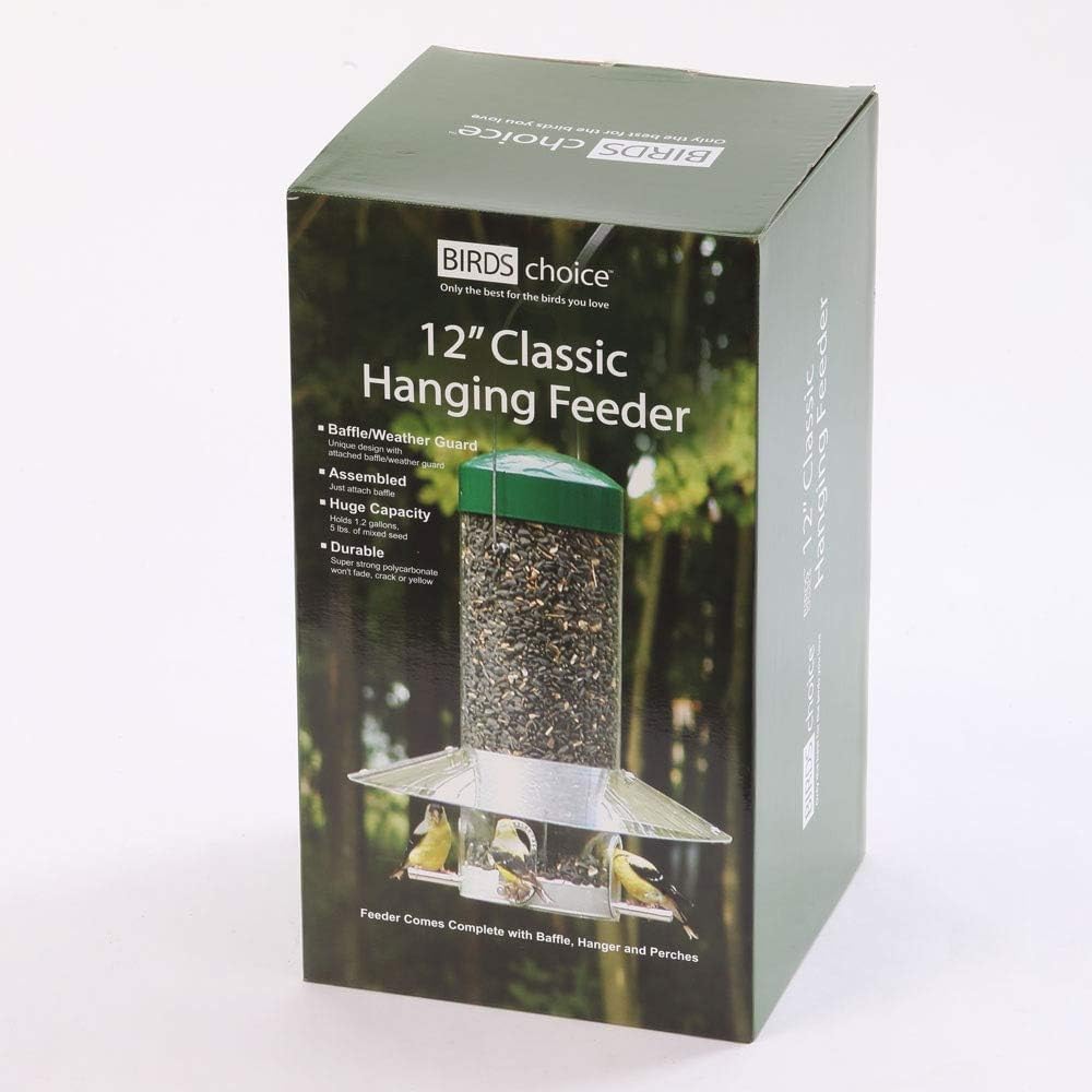 Birds Choice Classic Hanging Bird Feeder with Weatherguard Baffle | Squirrel Proof Bird Feeder for Cardinals, Chickadees