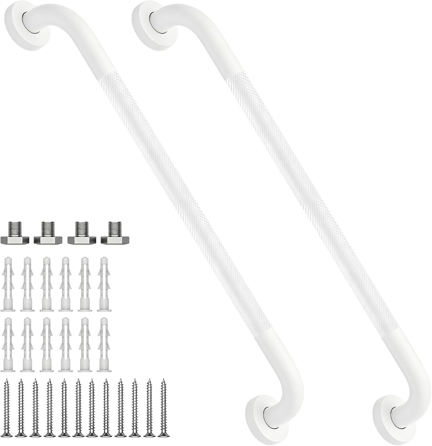 12 Inch Shower Grab Bar 1.25" Dia,Brushed Nickel Anti Slip Bathroom Grab Bar, 304 Stainless Steel Knurled Handicap Grab Bars, Safety Support Handrail,Bath Shower Handle for Elderly Injury Senior