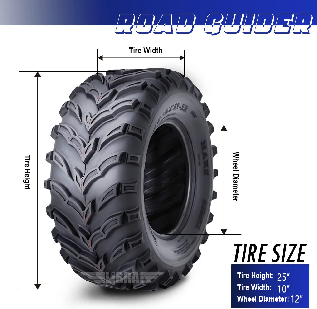 ROADGUIDER ATV Mud Tire 22x10-9 6PR for Honda Recon 250 Suzuki Ozark 250
