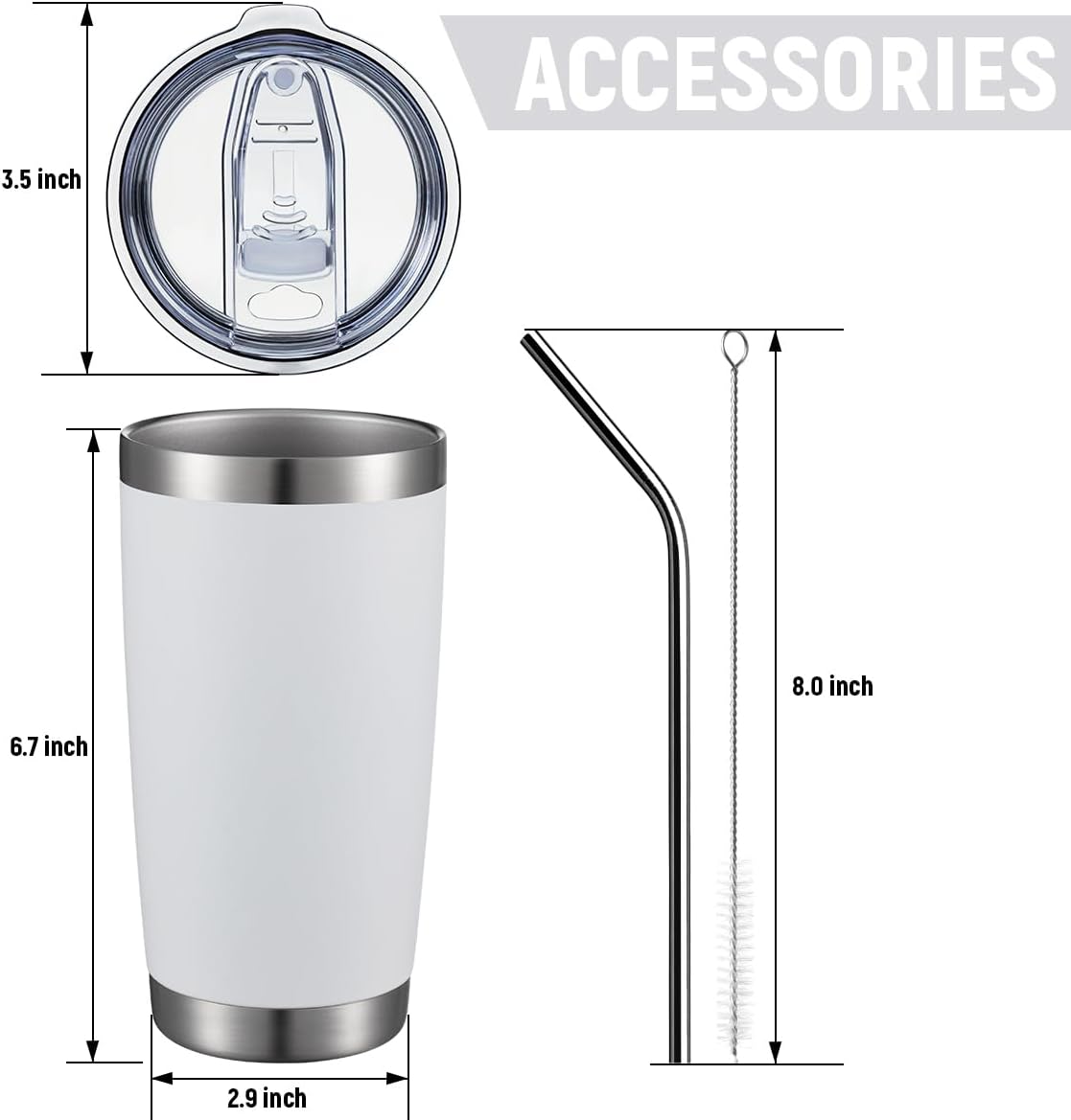 COMOOO 20oz Double Wall Vacuum Insulated Travel Mug